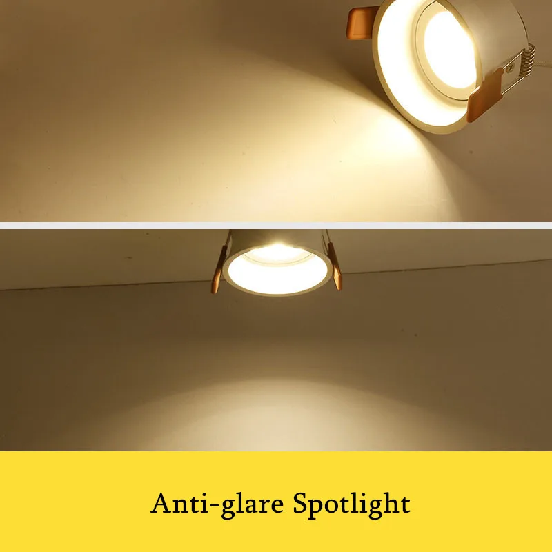 Ángulo ajustable profundo Anti-reflejos LED COB Downlight empotrable 5W 7W 12W 15W LED blanca redonda foco de techo Pic Background