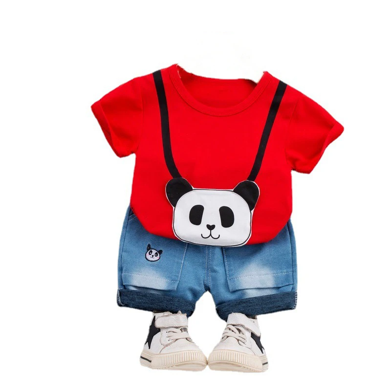 

2021 Summer Baby Boys Clothing Sets Toddler Infant Casual Clothes Cartoon T Shirt Denim Shorts Kids Sports Outfit