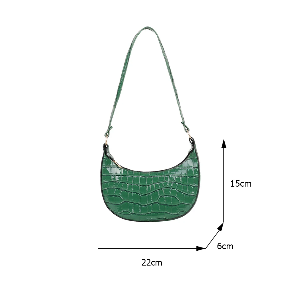 

2021 New Vintage PU Leather Fashion Alligator Pattern Underarm Shoulder Bags For Women Pure Color Casual Ladies Small Handbags