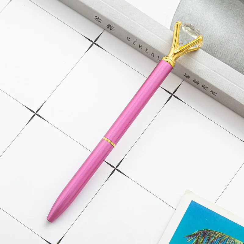 1Pcs Crystal Ballpoint Pens Metal Big Diamond Pen Creativity School Stationery 1.0mm Rotating Writing Tool Advertising Office - купить по