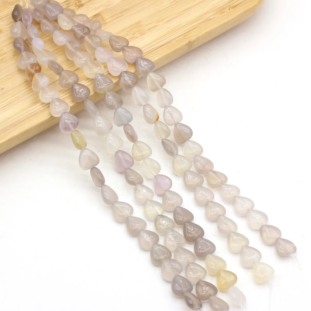

2021 Natural Stone Heart-shaped Semi-precious Stones Beaded Trendy Jewelry DIY Necklace Bracelet Gifts Making Wholesale