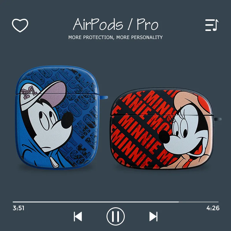 

Hoodies Mickey And Minnie Mouse Earphone Cover Case For Airpods pro/1/2 Cute Anime Bluetooth Headset Protected Airpod Cover