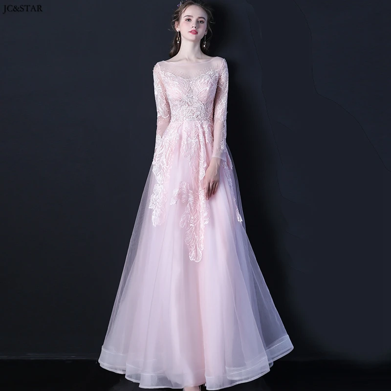 

Robe de demoiselle d'honneur pour mariage new lace long sleeve A Line pink silver blue bridesmaid dresses long vestidos de invit