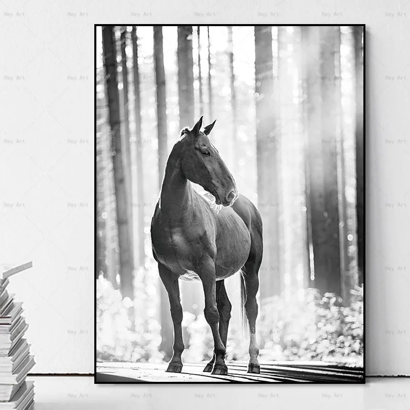 

Wall Art Picture Abstract Poster Prints Horse and Girl No Frame Canvas Painting Artwork for Walls Living Room