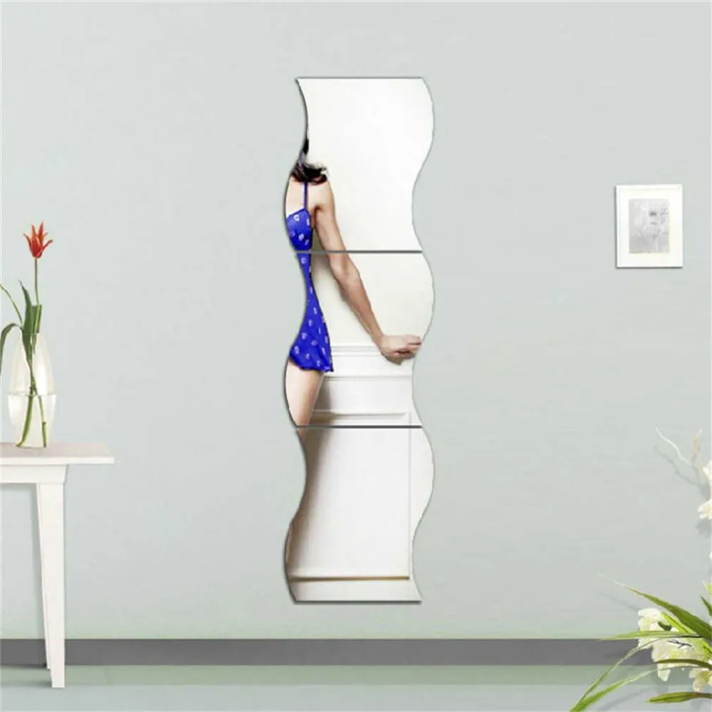 6 шт. самоклеящиеся зеркальные наклейки в форме волн | Дом и сад