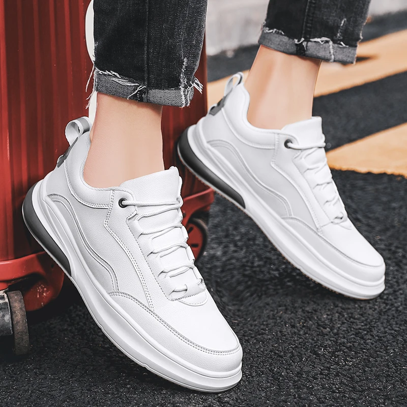 

Casual Male Shoe Casual Sneaker Mens Shoes Leather Shoe Man For Men Fashion 2020 New Breathable Men's Hot Sale Black