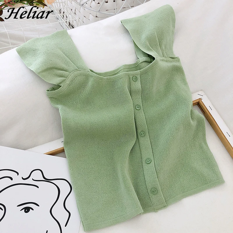 

HELIAR Women Summer Purple Y2k Tops Cute Top Women Button Up Y2k Camis For Women Tees French Square Neck Camis For Women 2021