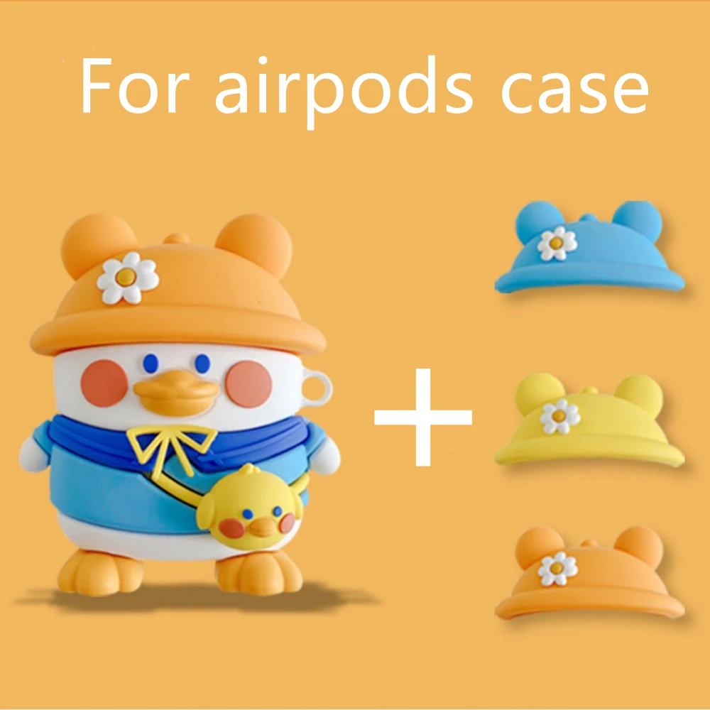 

Silicone Cartoon Duck For AirPods1/2 Protective Case Cute Personality Apple Headphones Airpods Pro 3 Covers Couple Female Box
