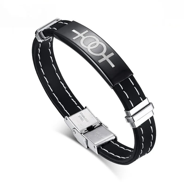 Черный силиконовый женский браслет с символом Пряжка из нержавеющей стали геев и