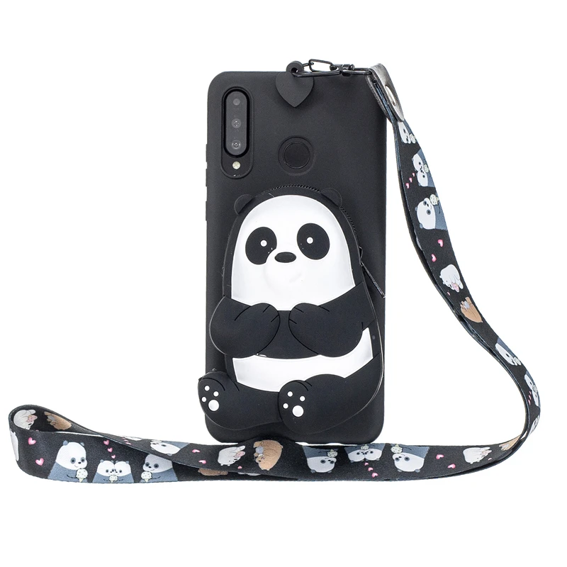 Black Panda Чехол с бумажником для huawei P30 P20 P10 Lite P10 P9 P8 P Smart плюс Z Коврики 10 20 30 Pro 3D Носки с рисунком медведя из мультика мягкий чехол Coque Funda - Цвет: Black Panda