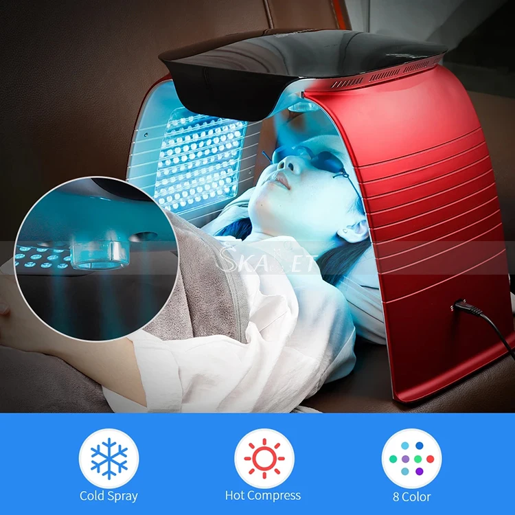 

4 IN 1 LED Photon Machine Salon 8 LED Colors Mask Cold Nano Spray Moisturizing Hot Compress UV Light Absorb Ca
