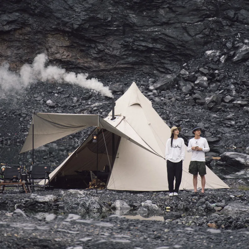 

Naturehike Outdoor UV Protection Large Space With Chimney 5-8 People Ranch Octagonal Pyramid Tent Light Luxury Camping Tent