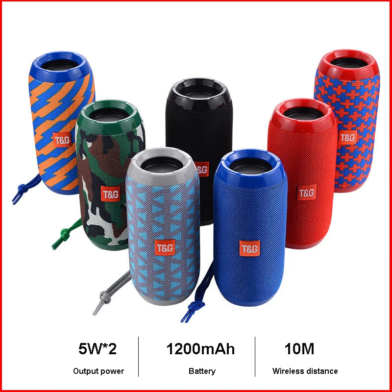 

TG117 Wireless Bluetooth Speaker Soundbox Column Altavoz Bluetooth 10W Outdoor with TF Card FM Radio with Microphone