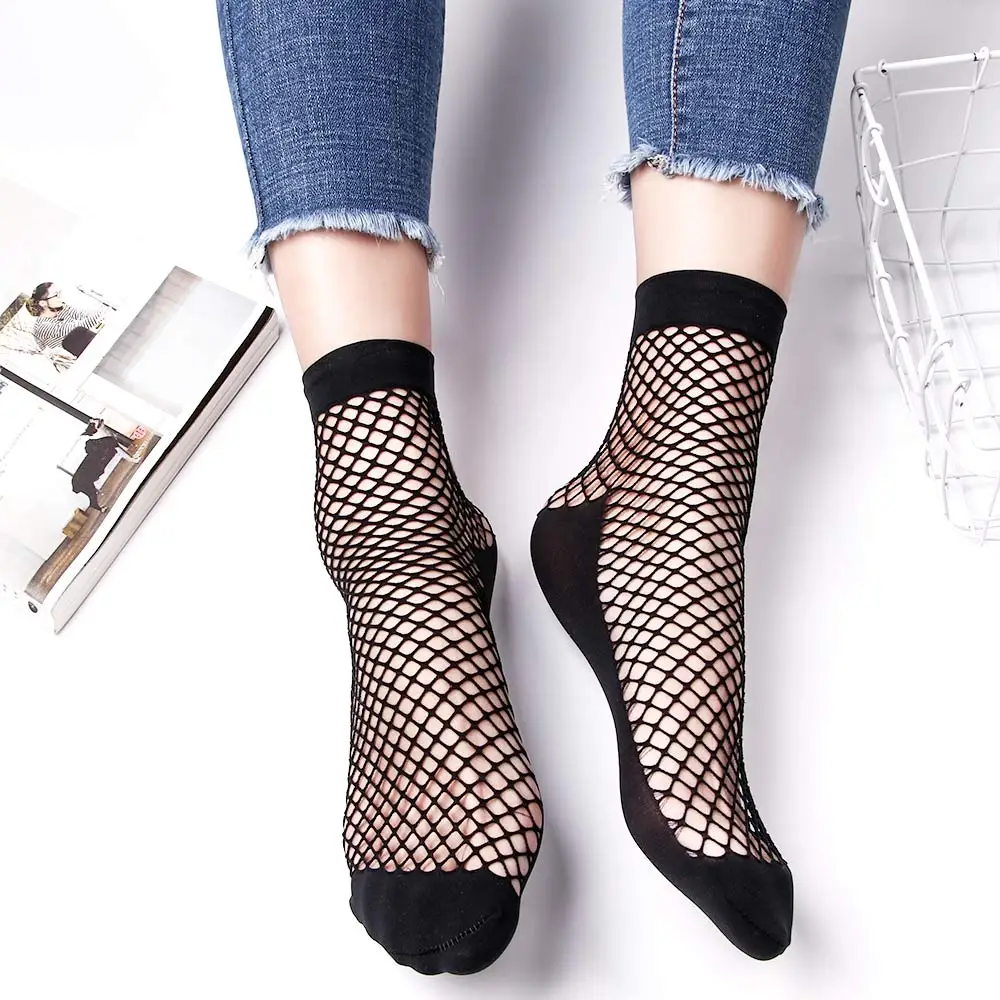 1Pair Fashion Women Girls Lady Sexy Lace Ankle High Fishnet Mesh Net Solid Color Short Crew Summer Breathable Socks New Arrival