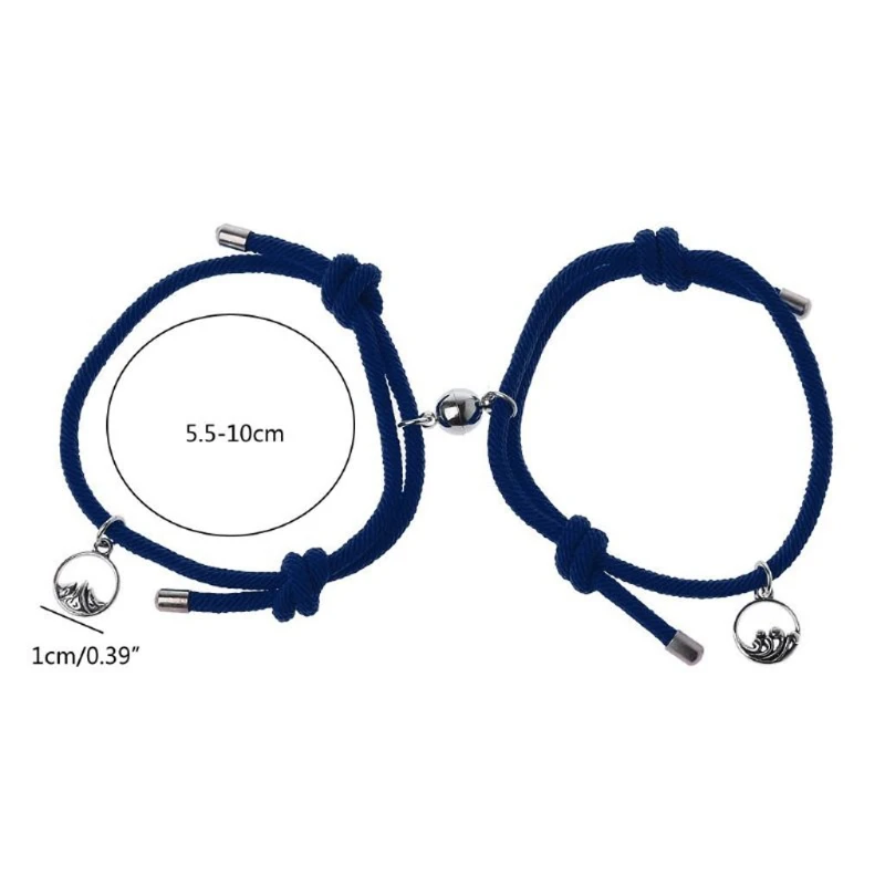 

2Pcs Minimalist Lovers Matching Friendship Bracelet Rope Braided Couple Magnetic Distance Bracelet Kit Lover Jewelry