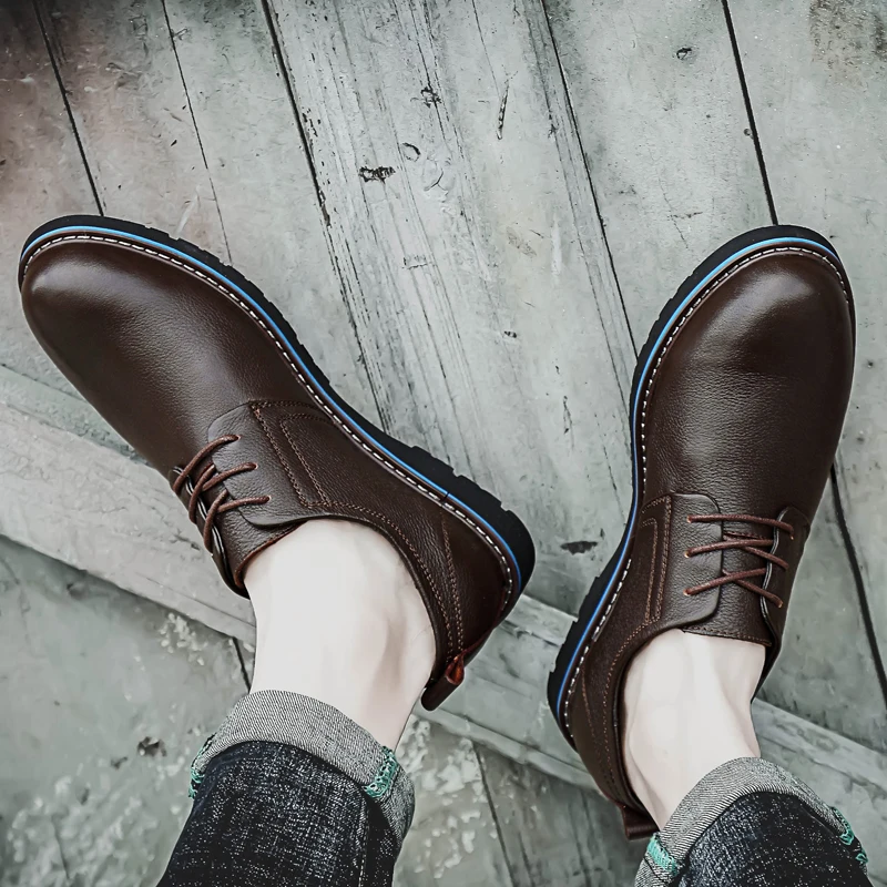 Мужская повседневная обувь из натуральной кожи Водонепроницаемые Мокасины с