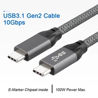 10gbps usb 3 1 gen2 usb c cable type c gen2 male to male data video 100w cable with e marker for tablet phone laptop