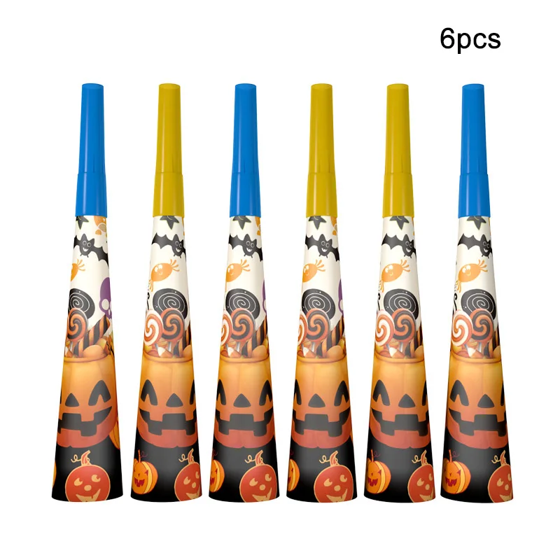 trumpet-6pcs Halloween Candy Pumpkin Head Theme Creative Party Package Decoration Party Supplies Party Disposable Tableware Cup Plate - Цвет: trumpet-6pcs