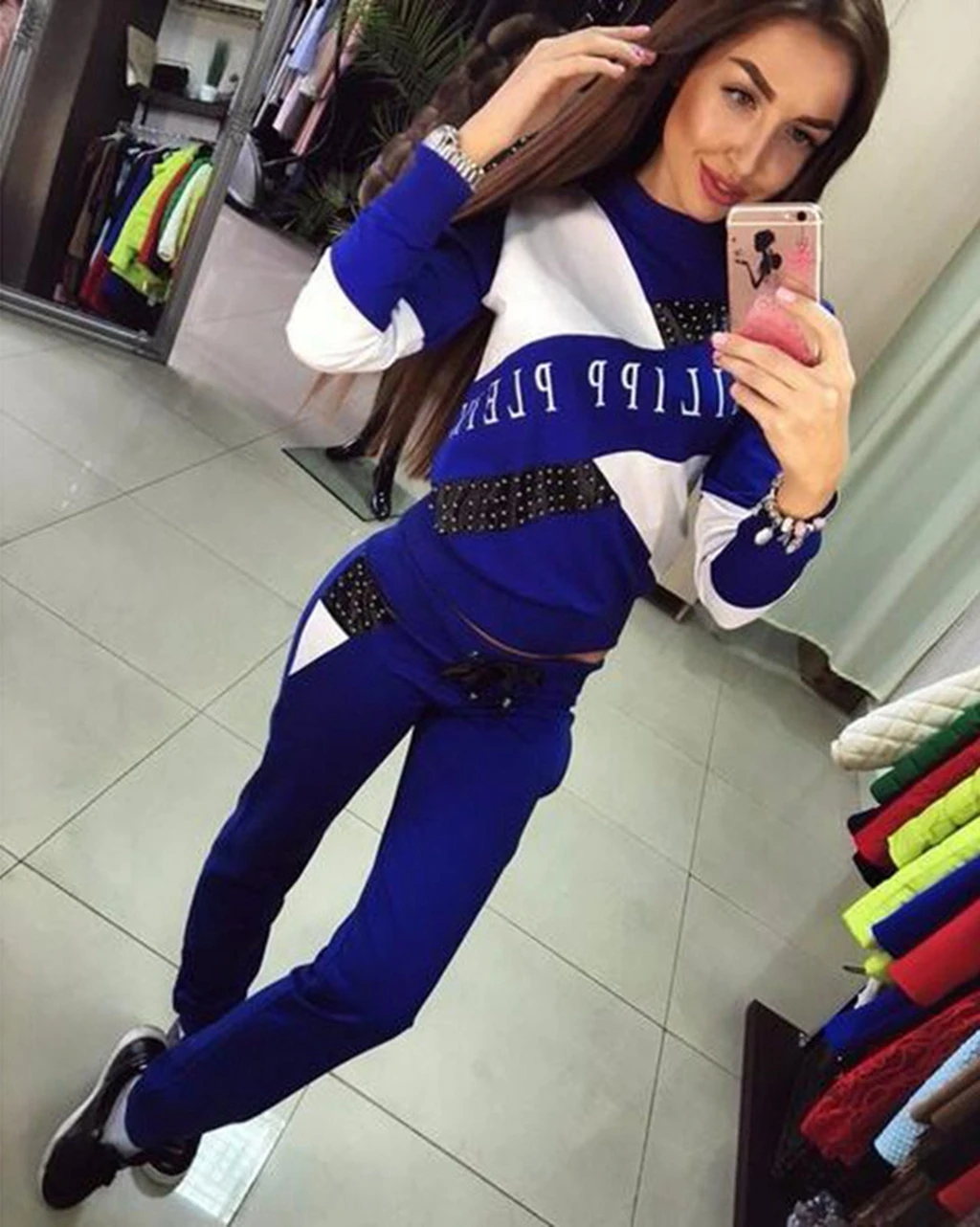 

1985 2 Piece Set Suit Women Casual Tracksuit Pullover Trousers Sports Top+Pants Suit Full Striped Fall Cheap winter Clothes