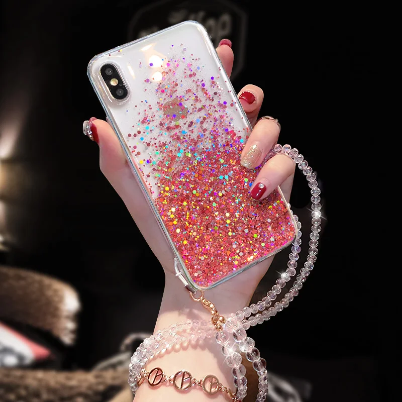 Чехол для iPhone 11 Pro X XR XS Max 6 6s 7 8 Plus чехол телефона с разноцветными блестками и