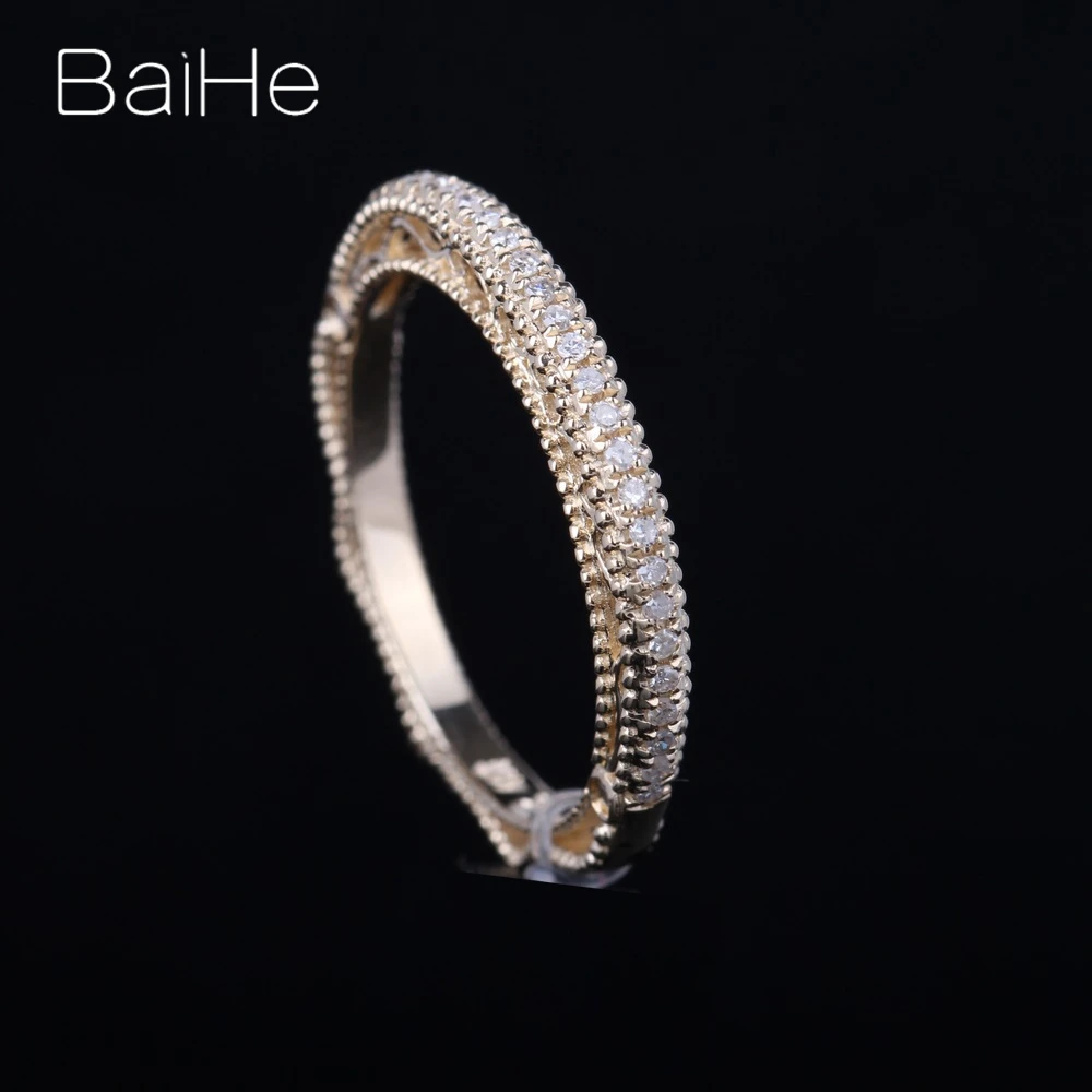 BAIHE однотонное 14K желтое золото 0.2CT H/SI круглый натуральный бриллиант свадебный