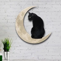 stained cat hangings signage lover gift pet gift iron moon home d%c3%a9cor wall decoration sticker