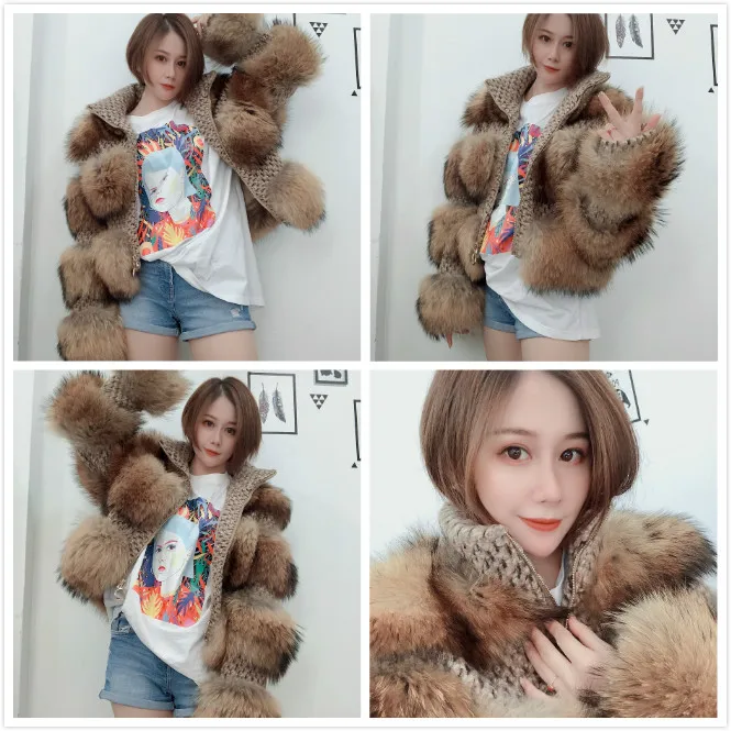 winter jacket women parka real fur coat natural raccoon fur collar woolen coat bomber jacket korean streetwear new