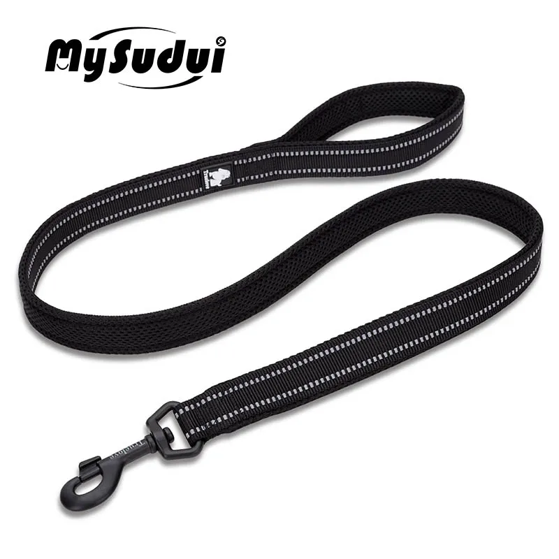 black MySudui Truelove, мягкая сетка, нейлоновый поводок для собак, светоотражающий нейлоновый поводок для прогулок, дрессировки собак, поводок для бега, поводок для собак домашних животных, 110 см, Прямая поставка - Цвет: black