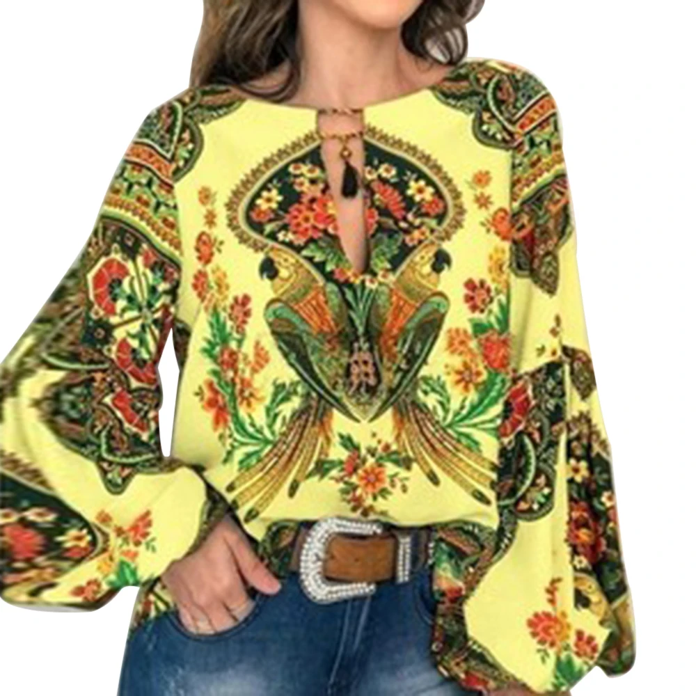 2019 Autumn Bohemian Blouse Women Plus Size 5XL Shirt Vintage Floral Print Top Ladies Blouses Casual V Neck Blusas Mujer De Moda | Женская