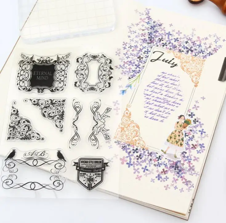 Карточки-украшения для альбомов кружевная рамка силиконовые прозрачные штампы