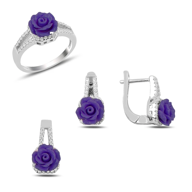 

Silverlina Silver Zircon Stone Rose Set