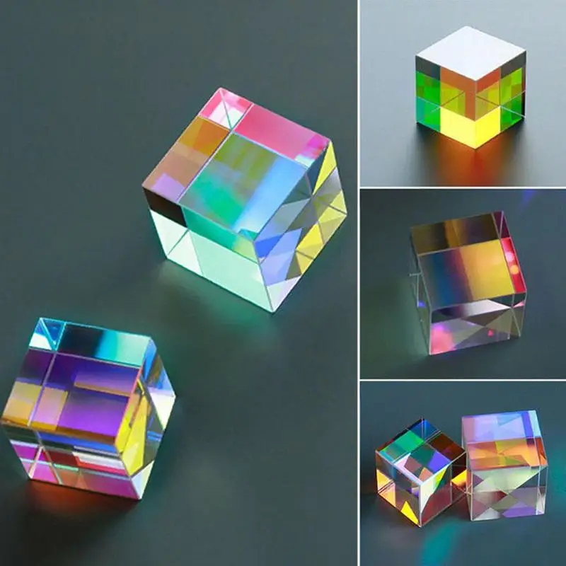 

Optical Glass Lens Color Prism Four-sided Polished For Teaching and Cube Prism Glass Research Cube Rainbow Tools X7U1