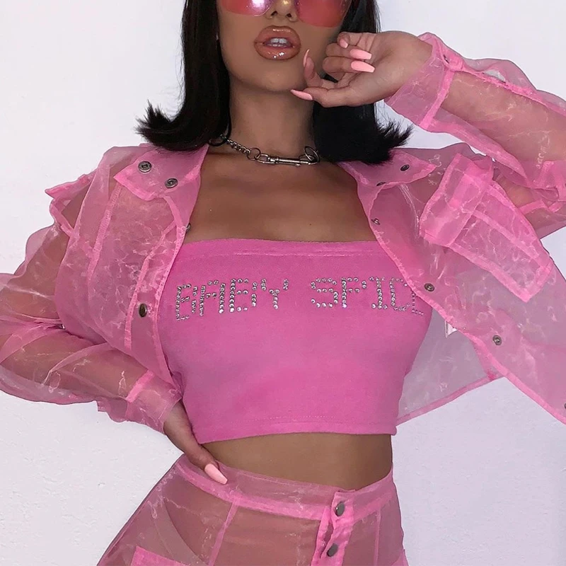 Комплект женский прозрачный из 2 предметов пиджак с отложным воротником на