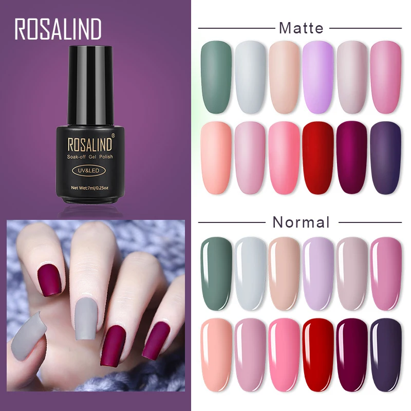 

ROSALIND UV Nail Gel Hybrid Polish Set Manicure Varnish Nail Art Matt Top Extension Semi Permanent Pure Base Top Coat Gellak 7ML