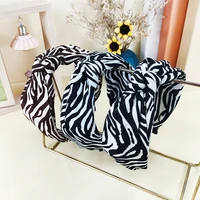 new fashion fabric hairband wide edge leopard pattern large bow compression headband versatile face washing hair hoop headwear