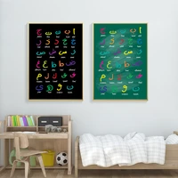 arabic alphabet islamic calligraphy nursery decor canvas paintings poster print wall art pictures for kids room home decor