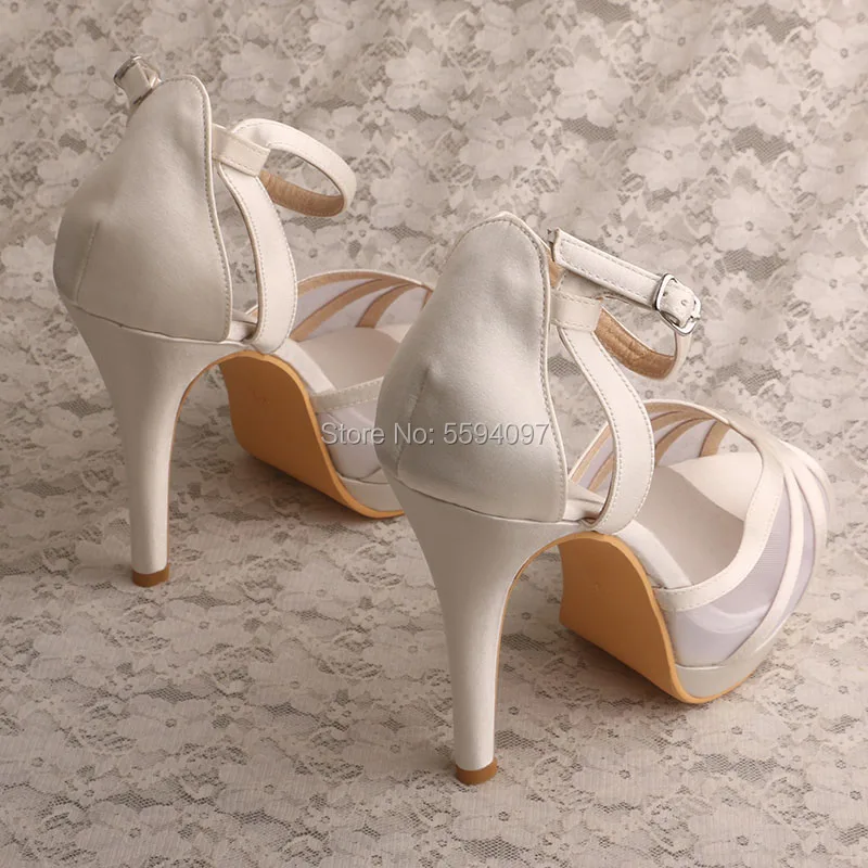 

23 Colors High Heel 12CM Ladies White Shoes Sandals Ankle Strap Wedding Sandals