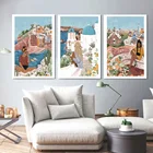 Настенная Картина на холсте с изображением Санторини, Эгейского Тадж-Махала, Fuji, скандинавские плакаты и принты для украшения гостиной