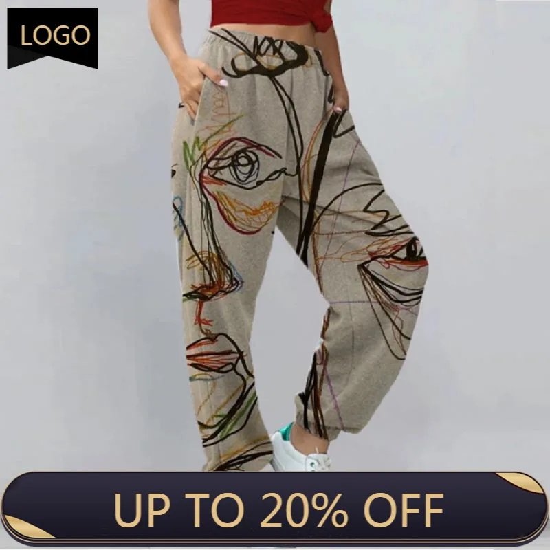 

2021 весенний спортивный костюм для бега брюки Харадзюку в стиле ретро с принтом обтягивающие длинные штаны Женская повседневная юбка с высо...