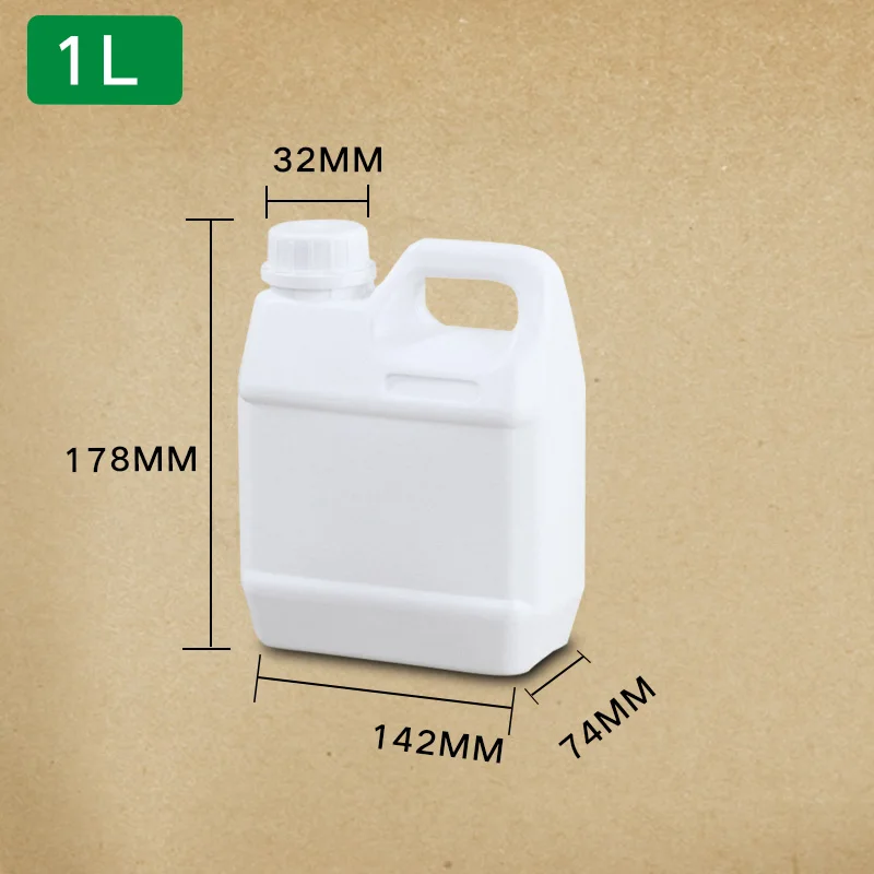 white 5PCS square plastic bottles 1 liter small Gallon bottle with Tamper Evident Lids leakproof jug container - Цвет: white