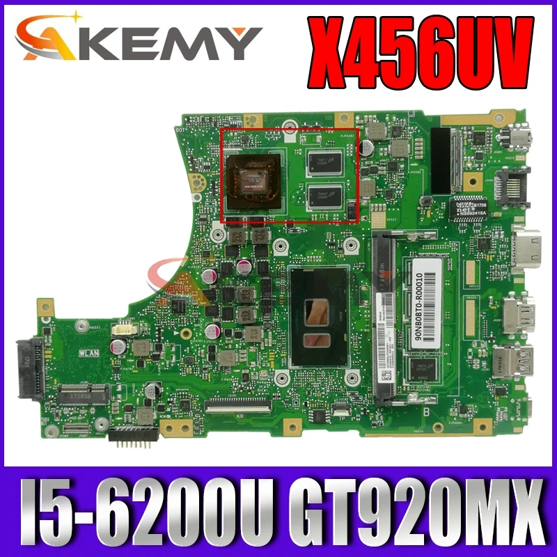 

Akemy X456UV Laptop motherboard for ASUS VivoBook F456UV X456UJ X456UQ X456UB X456U original mainboard 4GB-RAM I5-6200U GT920MX