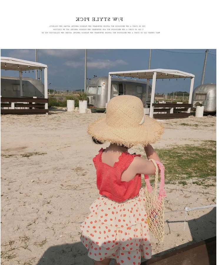 Футболка для девочек Милый хлопковый топ без рукавов с квадратным воротником на