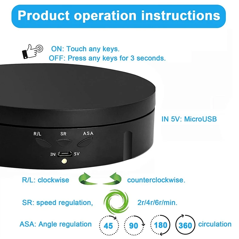 

Uclio Motorized Rotating Display Stand, 360 Degree Photography Turntable with 6 PVC Backgrounds,Battery/USB Power Supply