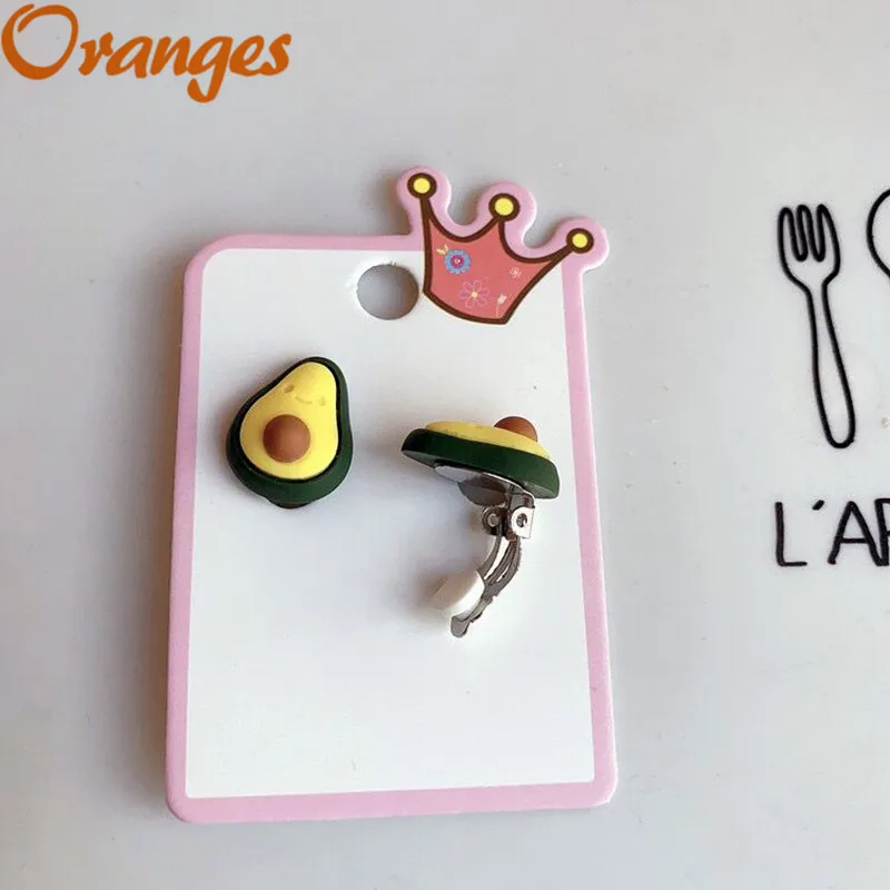 

Wholesale Children Ear Clip Kids Cute Cartoon Fruit Fashion Enamel Earring No Piercing Ear Rings For Girl Gift Jewelry Ear Clip