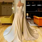 Женское вечернее платье, белое длинное платье на одно плечо, украшенное жемчугом, с Боковым Разрезом, для выпускного вечера, 2021