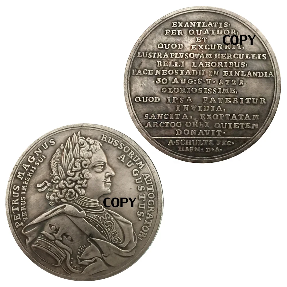 

Russian Coins 50mm Peter I Silver Plated Brass Souvenirs and Gifts Commemorative Coin Peter The Great Replica Copy Coin