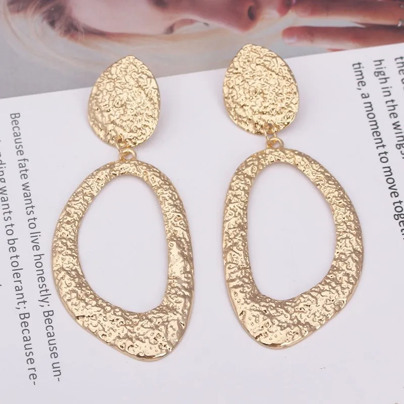 Новые модные геометрические металлические большие висячие серьги с