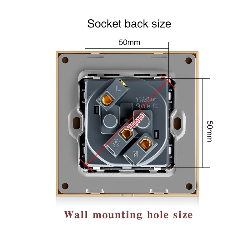 Немецкая стандартная 16А серая настенная розетка UBARO из закаленного стекла с Usb 5 в
