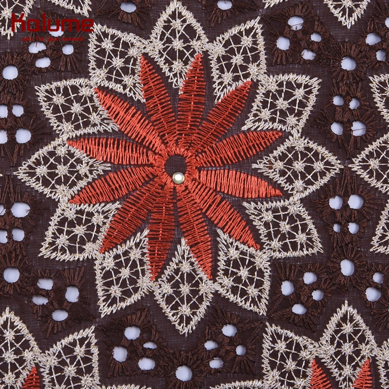 Kalume высококачественное Африканское швейцарское хлопковое кружевное полотно