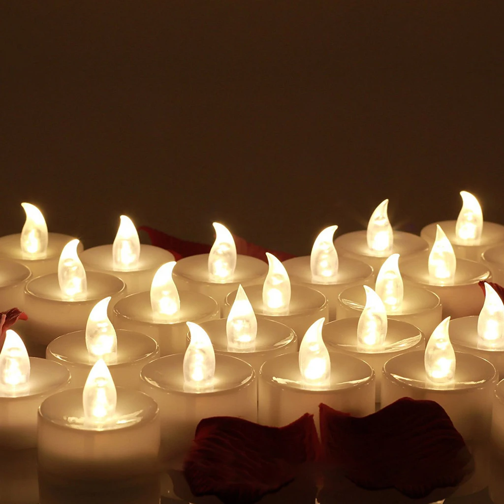 Романтическая светодиодный ная беспламенная свеча 12 шт. лампочка с дистанционным таймером декоративная для